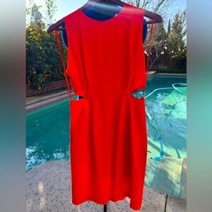 Trina Turk Orange Cutout Sides Midi Dress Size 4